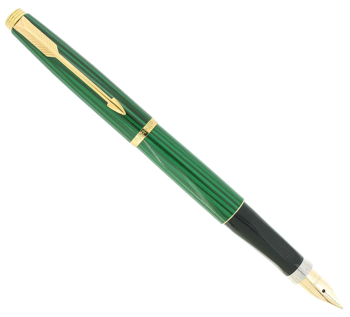1984 PARKER 75 LAQUE MALACHITE GREEN 14K FINE NIB FOUNTAIN PEN NOS NEVER INKED