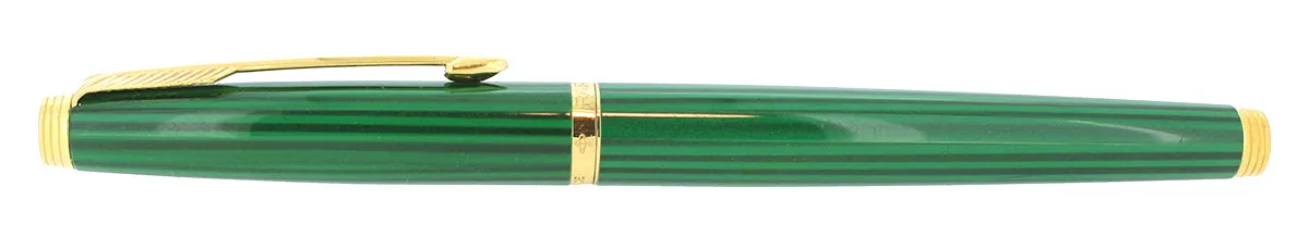 1984 PARKER 75 LAQUE MALACHITE GREEN 14K FINE NIB FOUNTAIN PEN NOS NEVER INKED