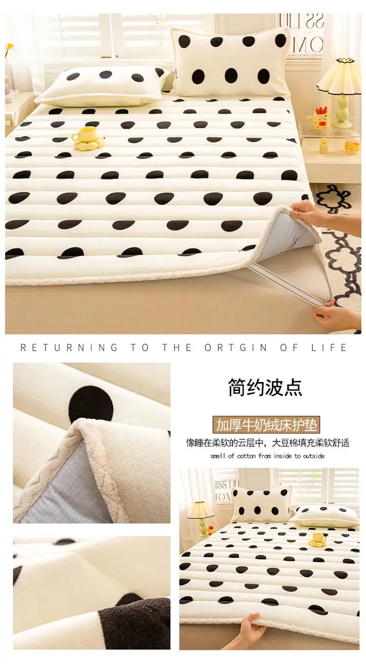 1pc Foldable Plush Tatami Floor Bed Mat Bedsheet Winter Milk Flannel Warm Soft Mattress Toppers Home Dormitory Bunk Bedspread