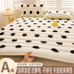 1pc Foldable Plush Tatami Floor Bed Mat Bedsheet Winter Milk Flannel Warm Soft Mattress Toppers Home Dormitory Bunk Bedspread