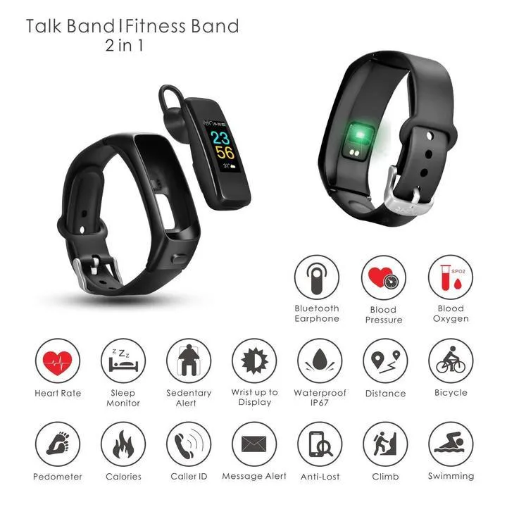 2 in 1 Smart Watch Bracelet Bluetooth Headset