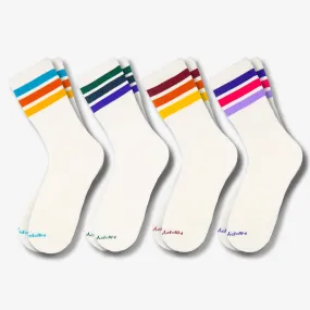 3-Stripe Crew Socks Lights 4-Pack (SMALL)