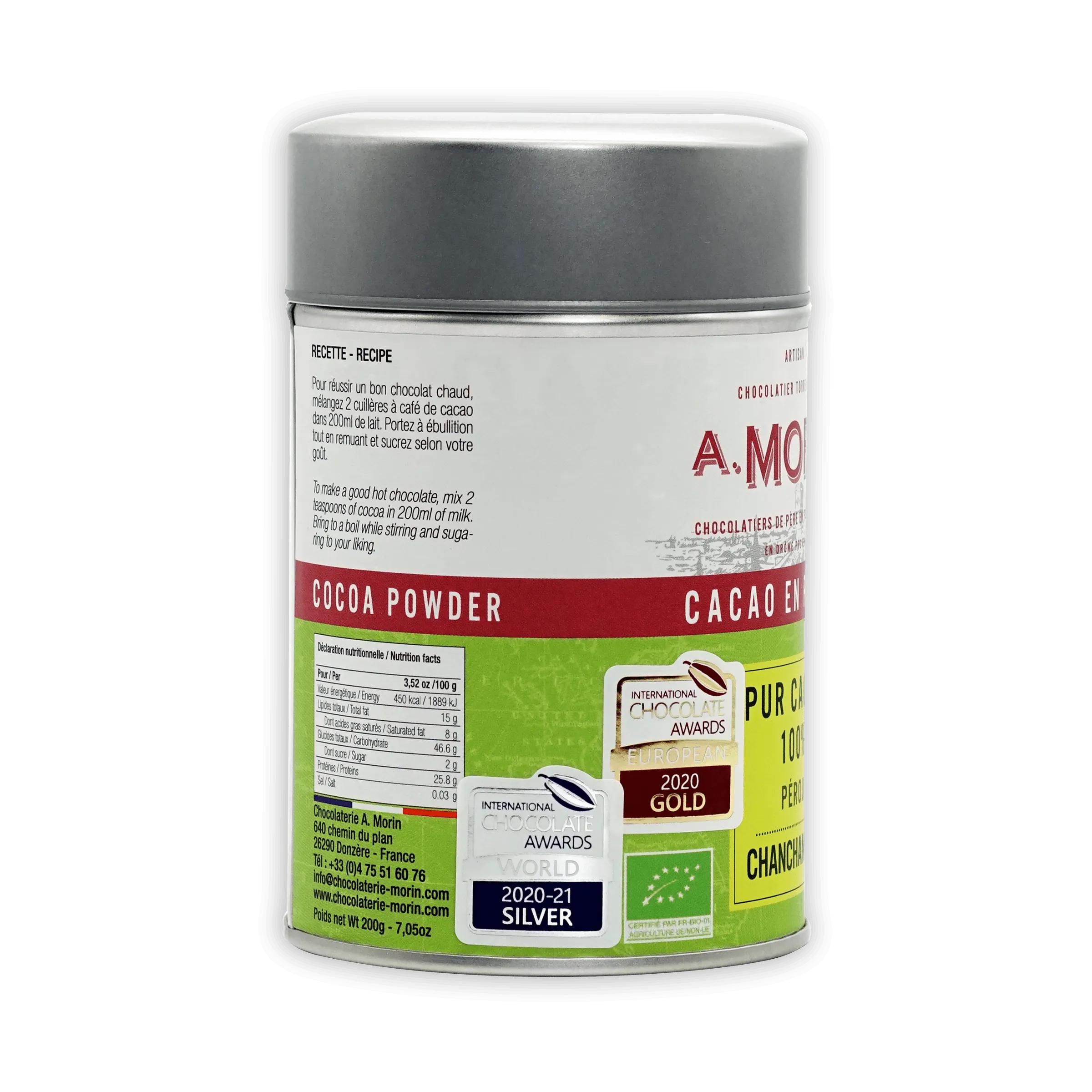 A. Morin Peru Cocoa Powder 100% Tin