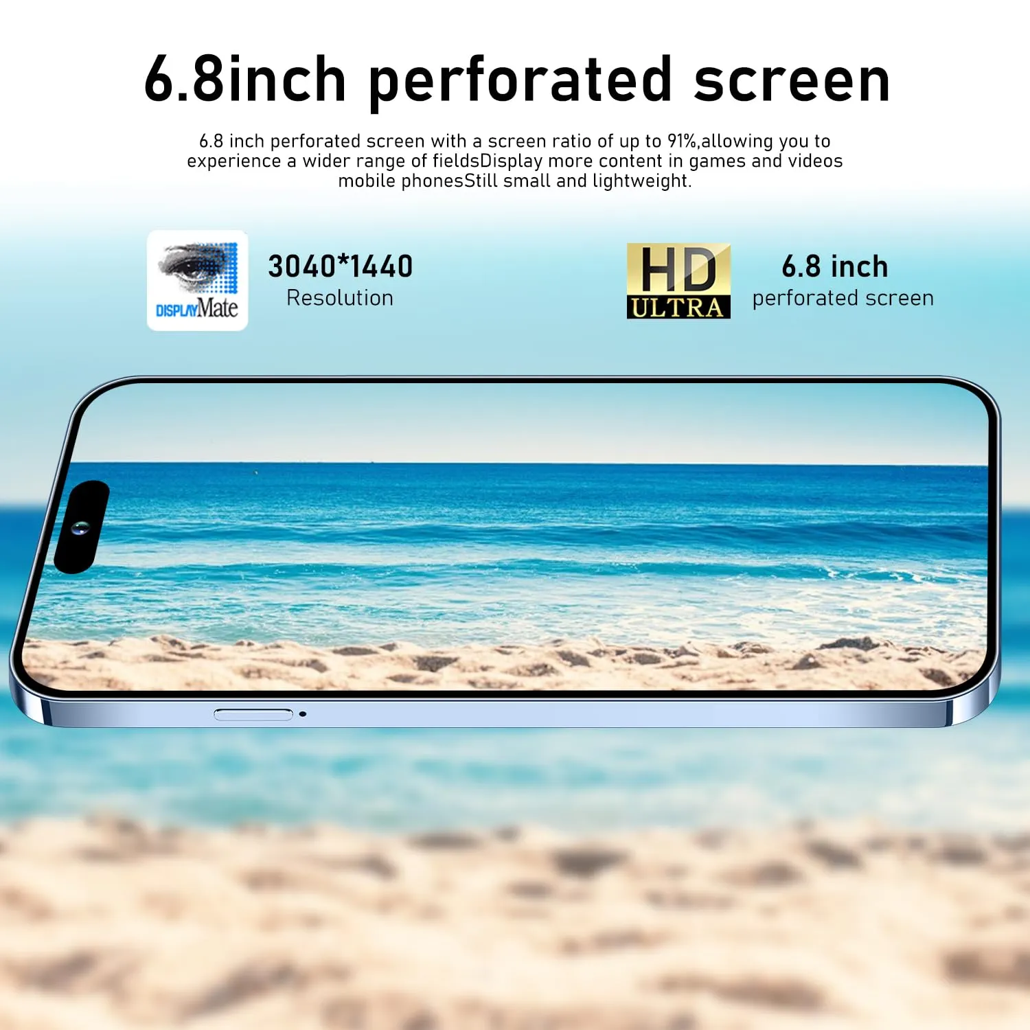 A SLICE RED I14 Pro Max Unlocked Cell Phone,Long Battery Life 6.82" HD Screen Unlocked Phones,Android13 6 256GB Smartphone with 128G Memory Card,Dual SIM/Fingerprint Lock/Face ID/GPS(Blue)