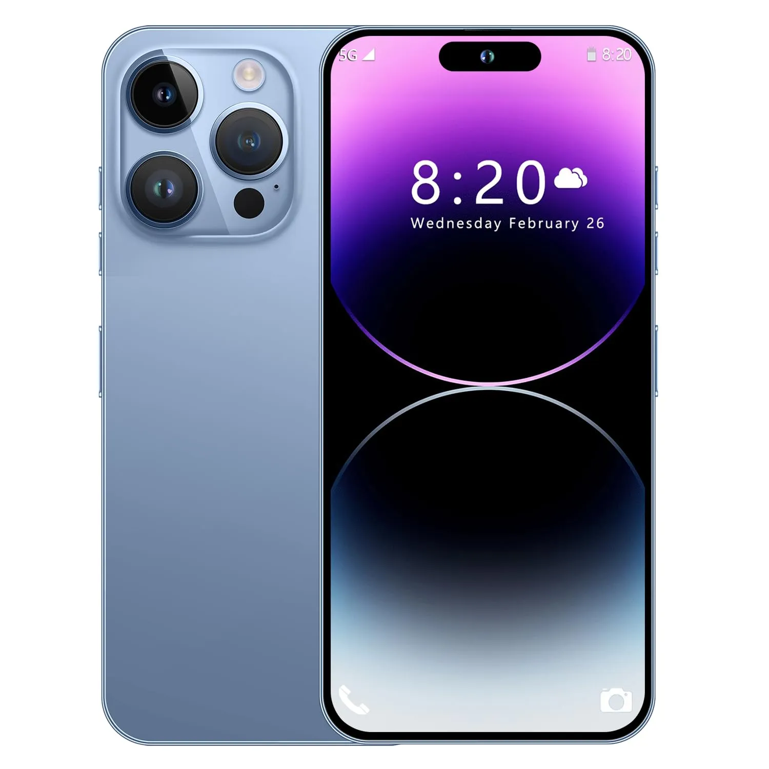 A SLICE RED I14 Pro Max Unlocked Cell Phone,Long Battery Life 6.82" HD Screen Unlocked Phones,Android13 6 256GB Smartphone with 128G Memory Card,Dual SIM/Fingerprint Lock/Face ID/GPS(Blue)