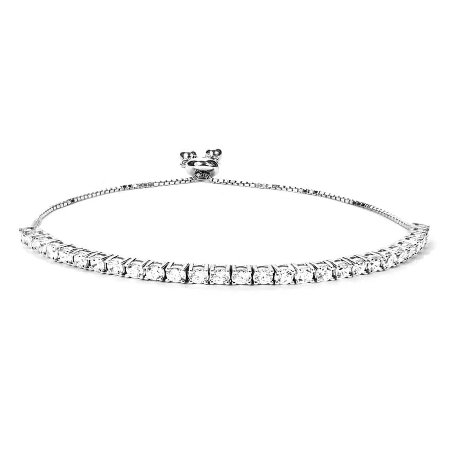 Adjustable single line 3mm solitaire CZ 925 Silver Bracelet  | With Certificate of Authenticity and 925 Hallmark