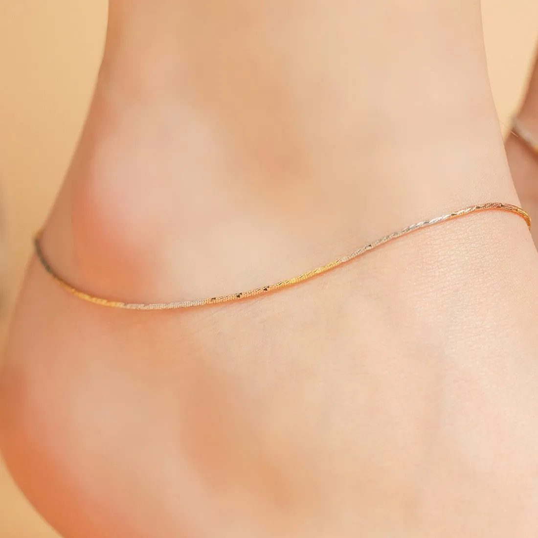 Adorable Triple Tone 925 Sterling Silver Anklet
