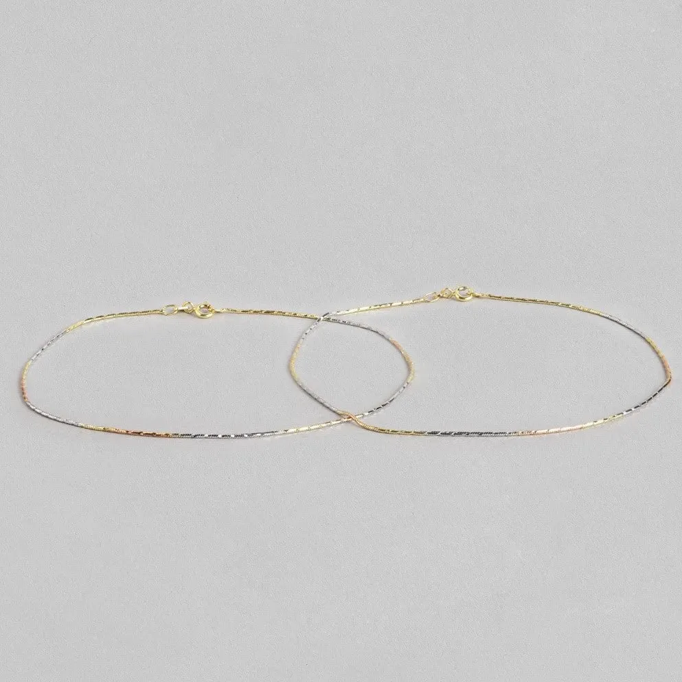 Adorable Triple Tone 925 Sterling Silver Anklet