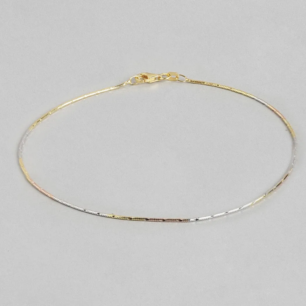 Adorable Triple Tone 925 Sterling Silver Anklet