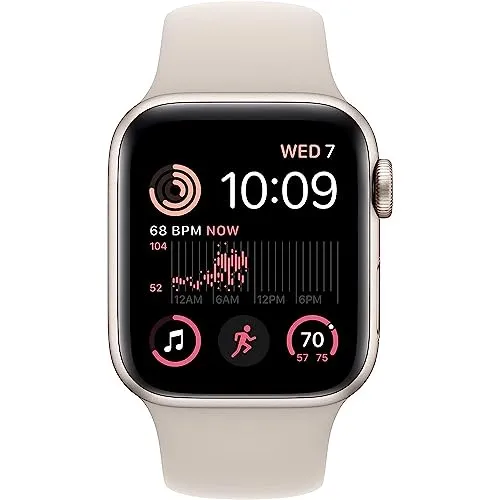 Apple Watch SE (2nd Gen) (GPS   Cellular, 40mm) - Starlight Aluminum Case with Starlight Sport Band, S/M (Renewed)
