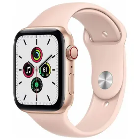 Apple Watch SE 40mm GPS Cellular Aluminum Gold Case Pink Sport Band (Refurbished)