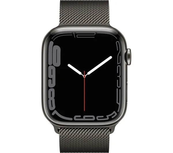 Apple Watch Series 7 GPS   Cellular - Graphite Stainless Steel with Graphite Milanese Loop, 41mm - Pristine