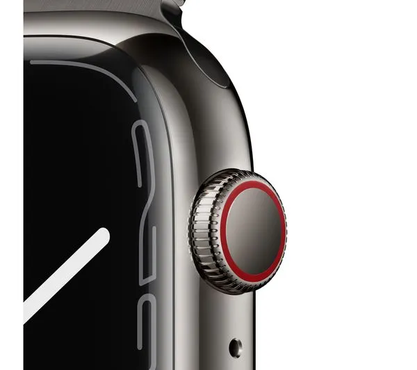 Apple Watch Series 7 GPS   Cellular - Graphite Stainless Steel with Graphite Milanese Loop, 41mm - Pristine