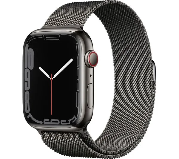 Apple Watch Series 7 GPS   Cellular - Graphite Stainless Steel with Graphite Milanese Loop, 41mm - Pristine