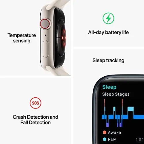 Apple Watch Series 8 [GPS   Cellular 41mm] Smart watch w/ (PRODUCT)RED Aluminum Case w/ (PRODUCT)RED Sport Band-M/L. Fitness Tracker, Blood Oxygen & ECG Apps, Always-On Retina Display, Water Resistant