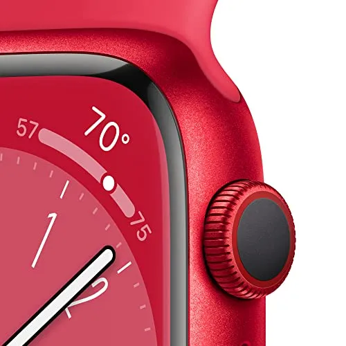 Apple Watch Series 8 [GPS   Cellular 41mm] Smart watch w/ (PRODUCT)RED Aluminum Case w/ (PRODUCT)RED Sport Band-M/L. Fitness Tracker, Blood Oxygen & ECG Apps, Always-On Retina Display, Water Resistant