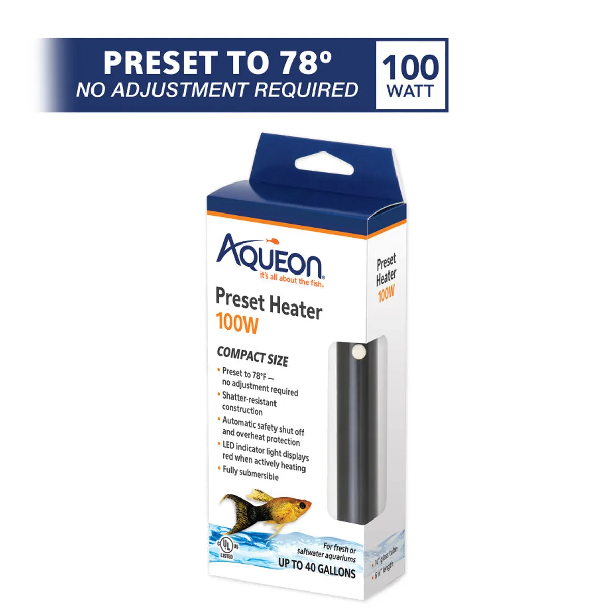 Aqueon Preset Aquarium Heater 100 Watts