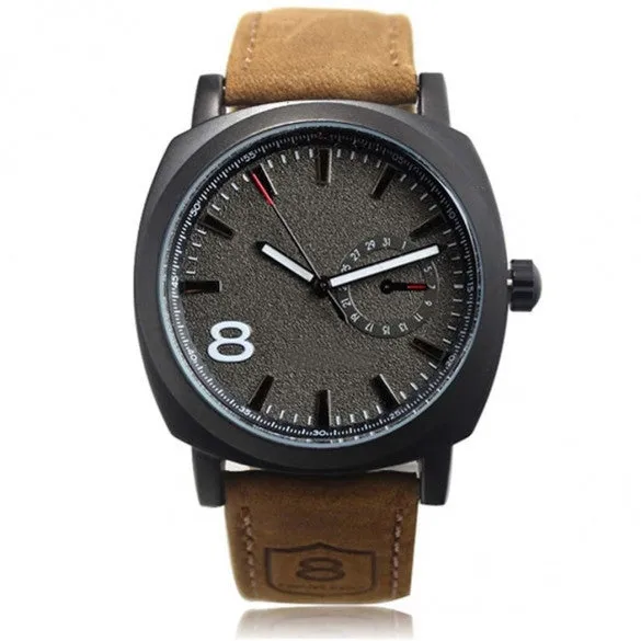 Army Military Style Men's Watches Leather Strap Quartz Watch Wrist Watch