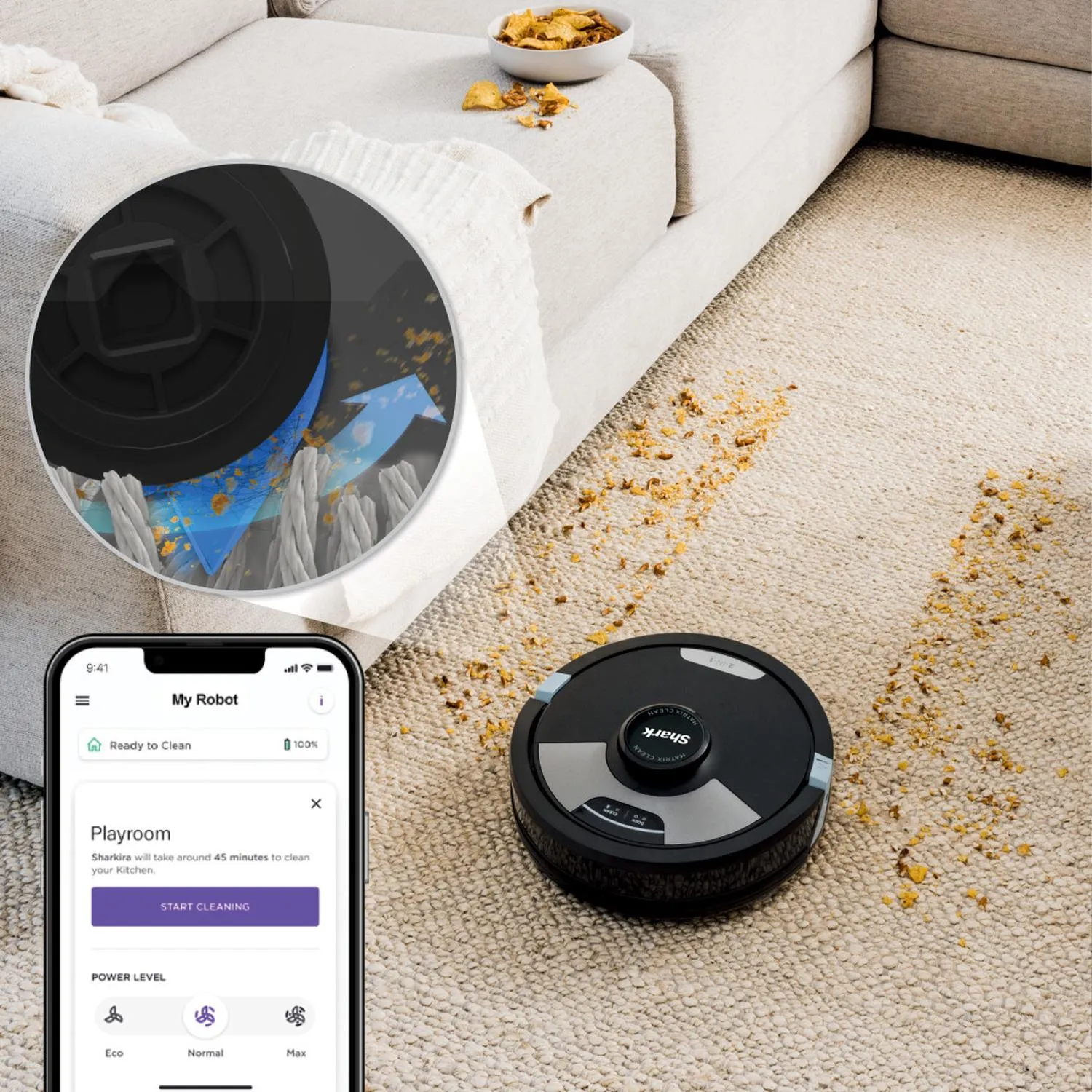Aspiradora Robot con sistema de autovaciado - Shark Matrix Plus 2 en 1, Negro con gris, RV2620WAMX