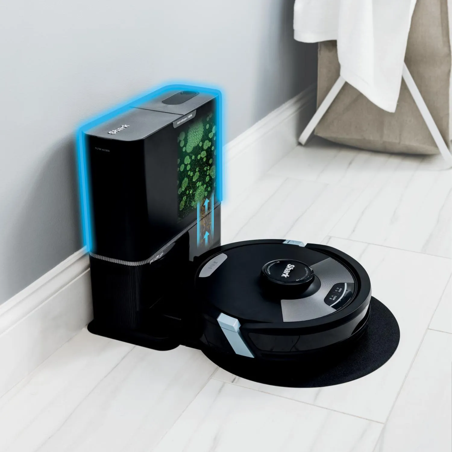 Aspiradora Robot con sistema de autovaciado - Shark Matrix Plus 2 en 1, Negro con gris, RV2620WAMX
