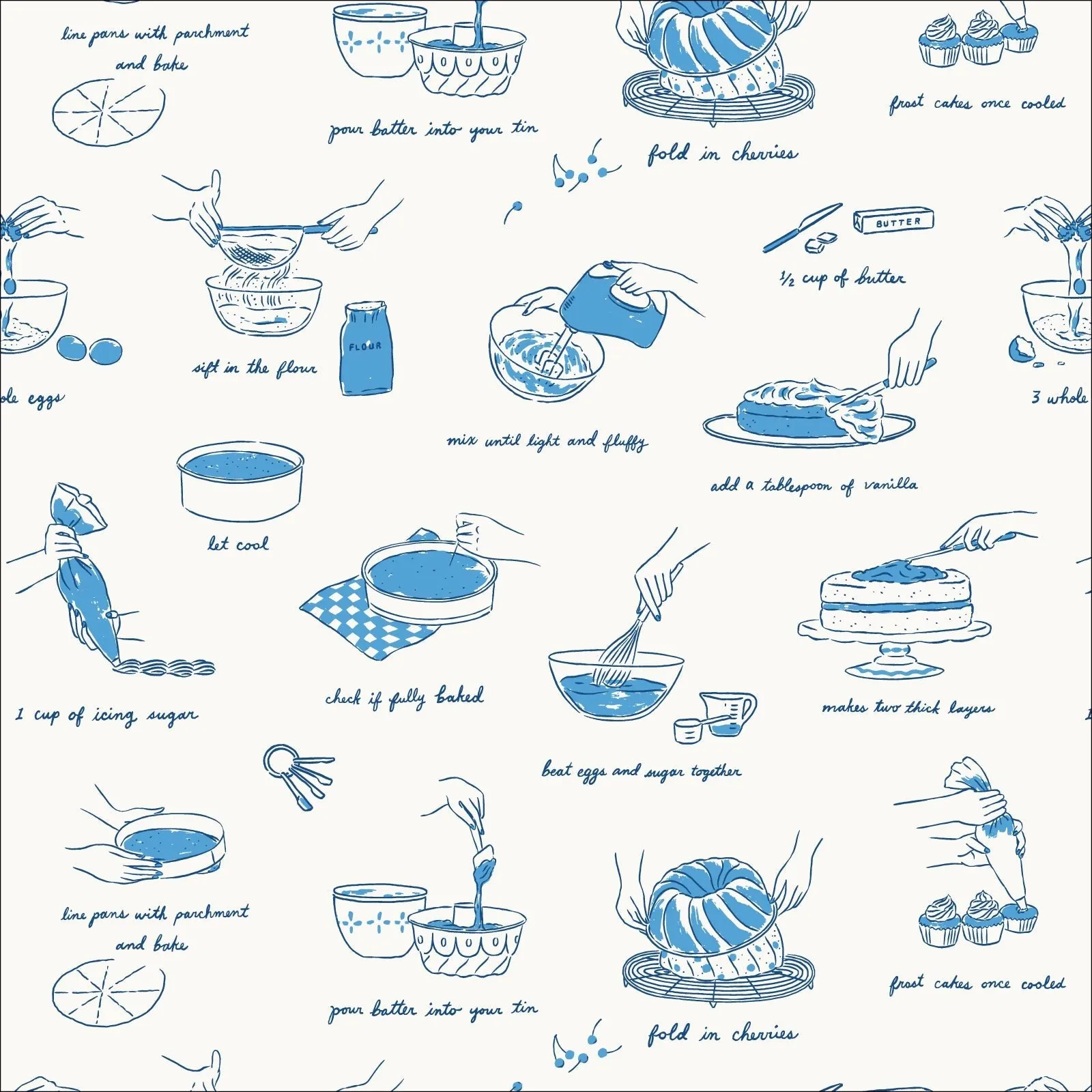 Baking Book - Buttercream - Emily Taylor - Cloud 9 Fabrics - Poplin