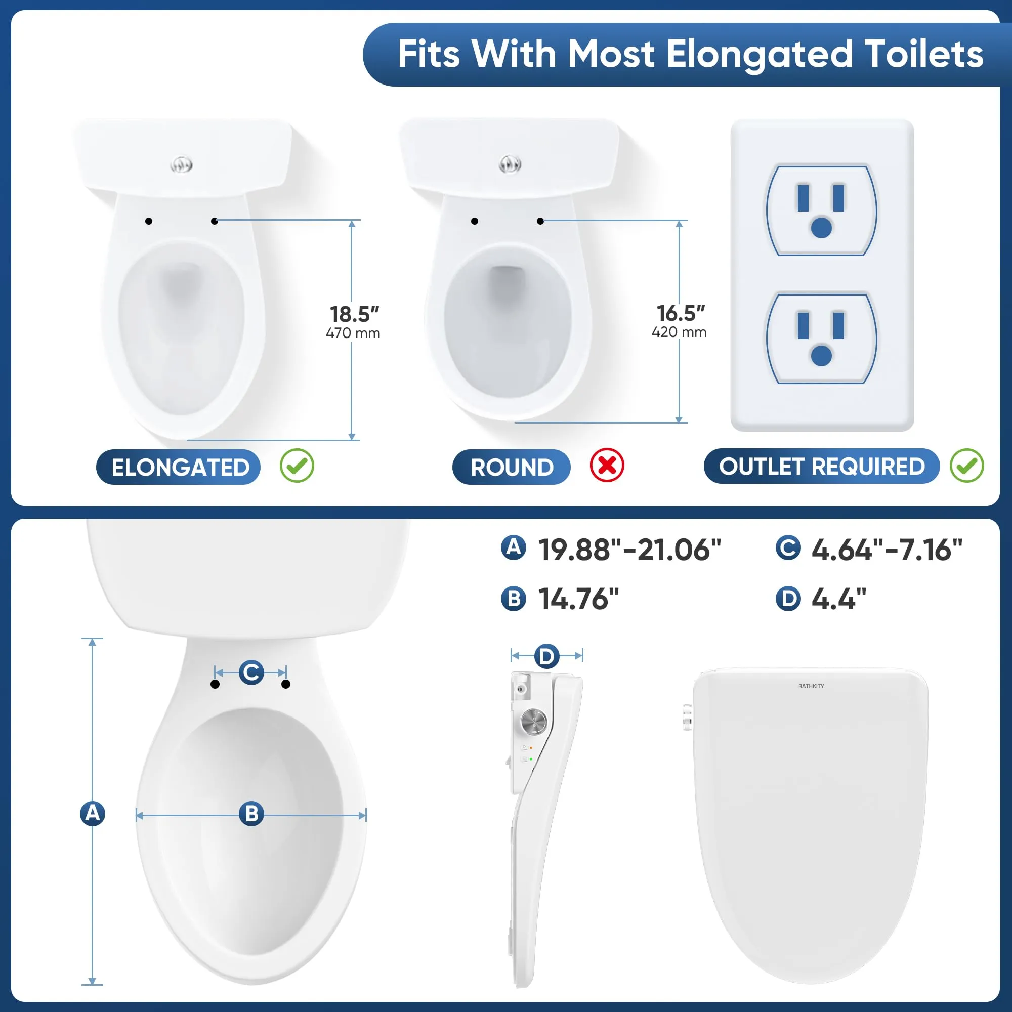 BATHKITY Heated Bidet Toilet Seat with Dryer