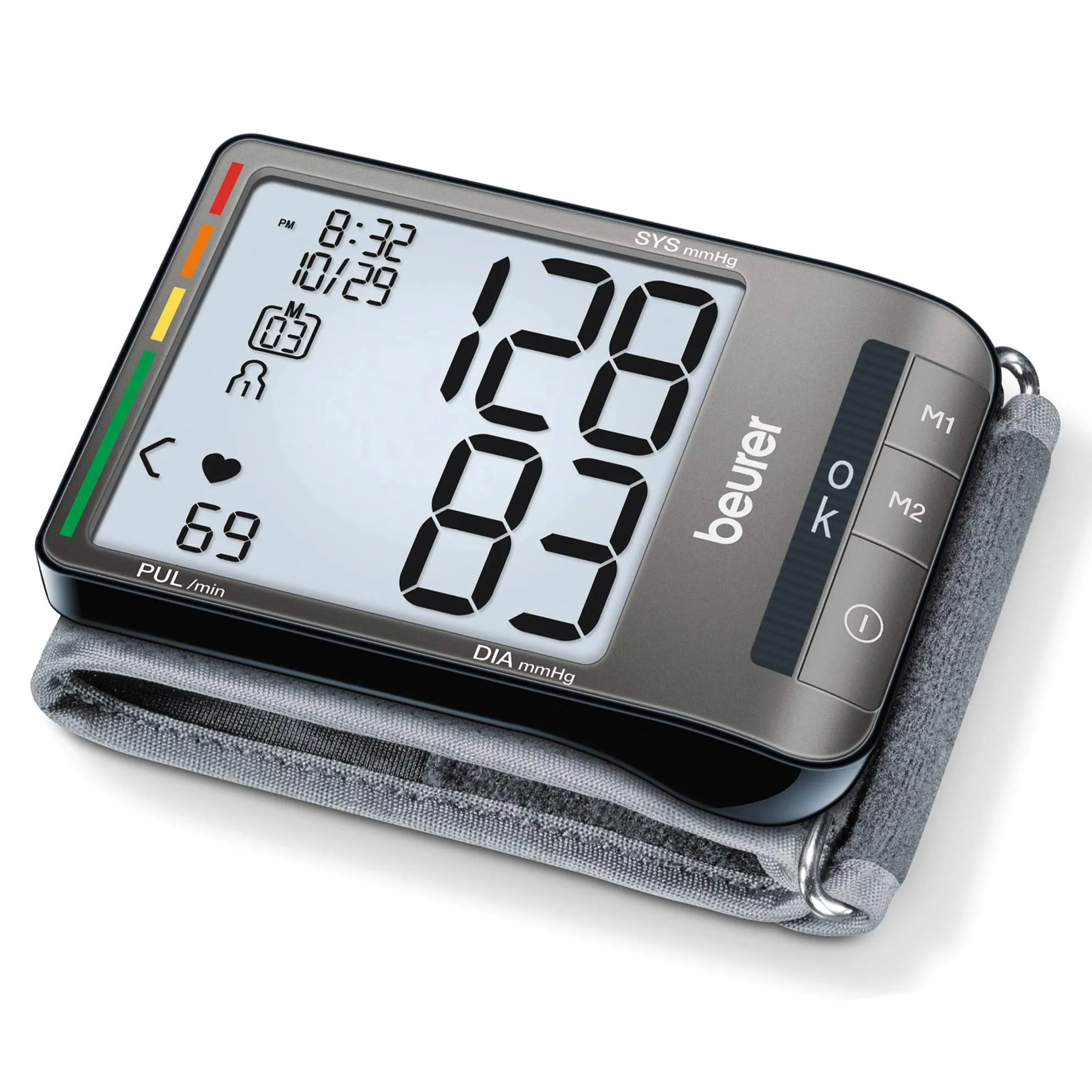 Beurer BC81 Wrist Blood Pressure Monitor – XL Display, Arrhythmia Detection, 120 Memory Sets – XL Blood Pressure Cuff Wrist for Home Use, Automatic Blood Pressure Machine with Storage Case, Batteries