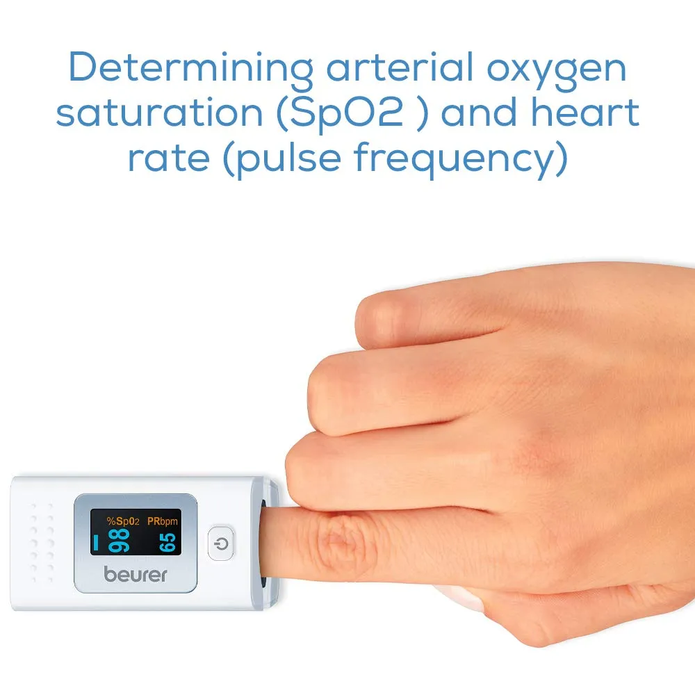 Beurer PO35 Pulse Oximeter, Determination of Heart Rate and Arterial Oxygen Saturation for Those with Medical Conditions White Single