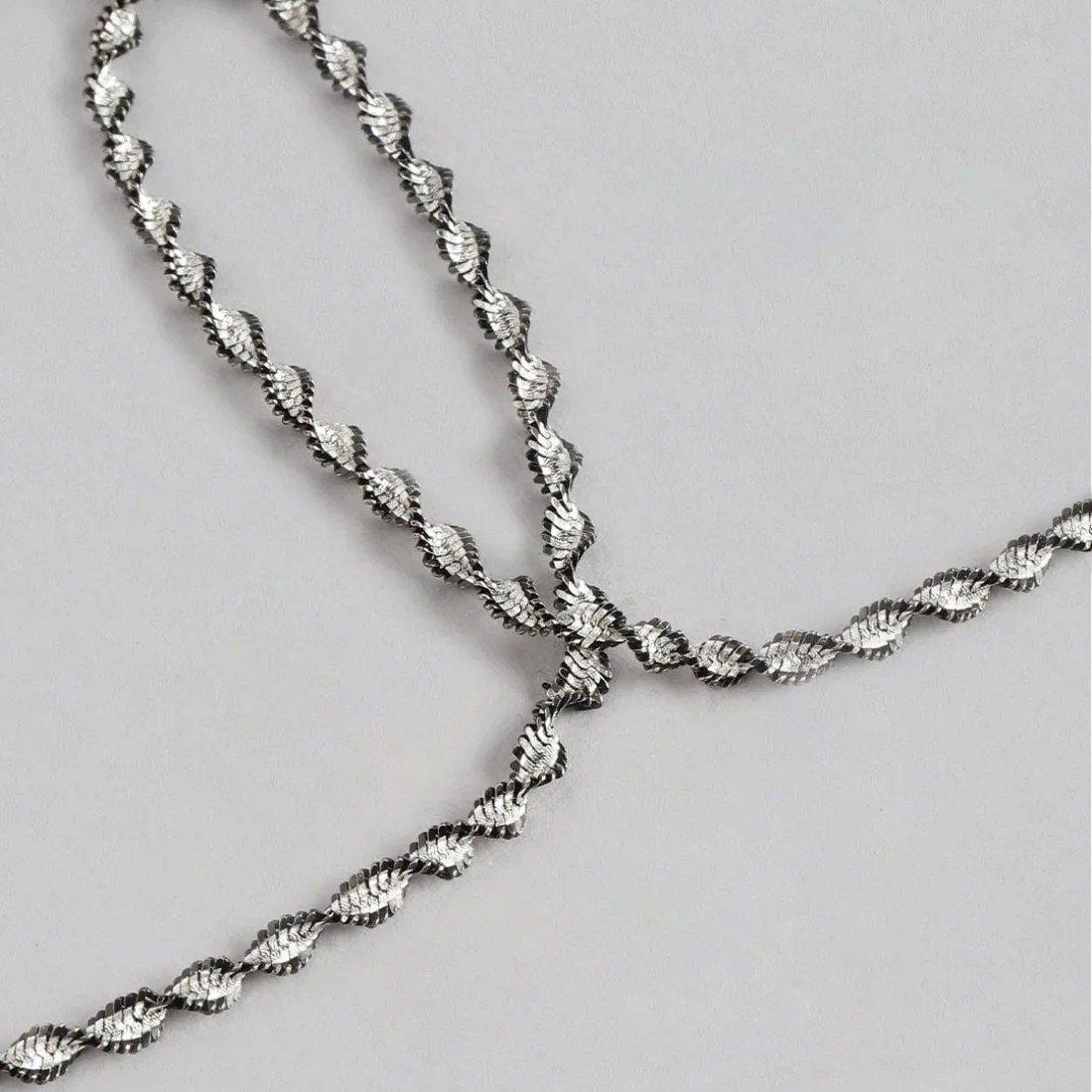 Black Twisted Weave 925 Sterling Silver Anklet