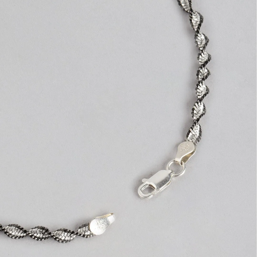 Black Twisted Weave 925 Sterling Silver Anklet