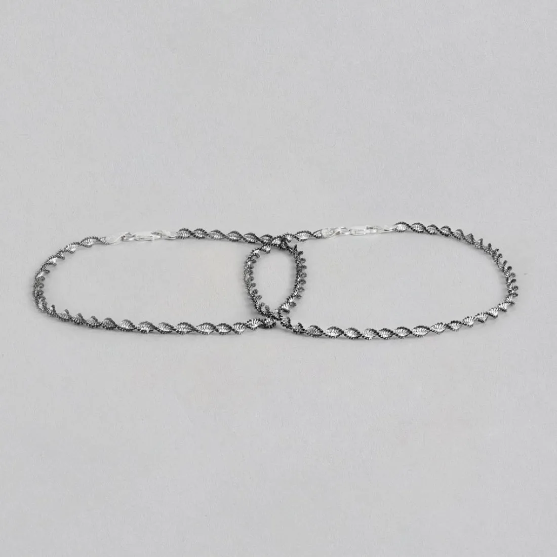 Black Twisted Weave 925 Sterling Silver Anklet