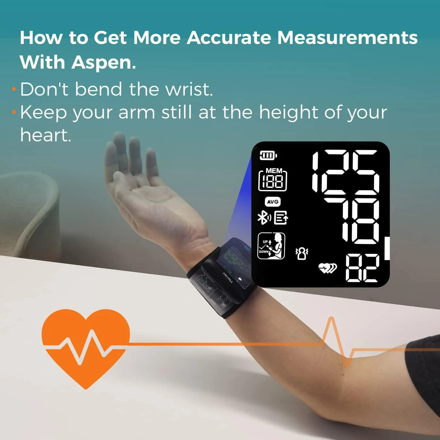 Blood Pressure Monitor Adult Cuff, Blood Pressure Cuff Monitor Wrist, Blood Pressure Machine Home Use 5.3-8.5" Irregular Heartbeat Monitoring APP Automatic Bluetooth High Accuracy Aspen Black