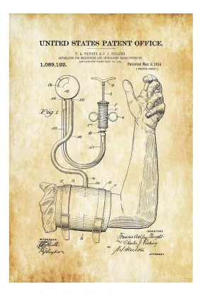 Blood Pressure Monitor Patent 1914 - Doctor Office Decor, Nurse Gift, Medical Art, Medical Decor, Patent Print, Sphygmomanometer Patent