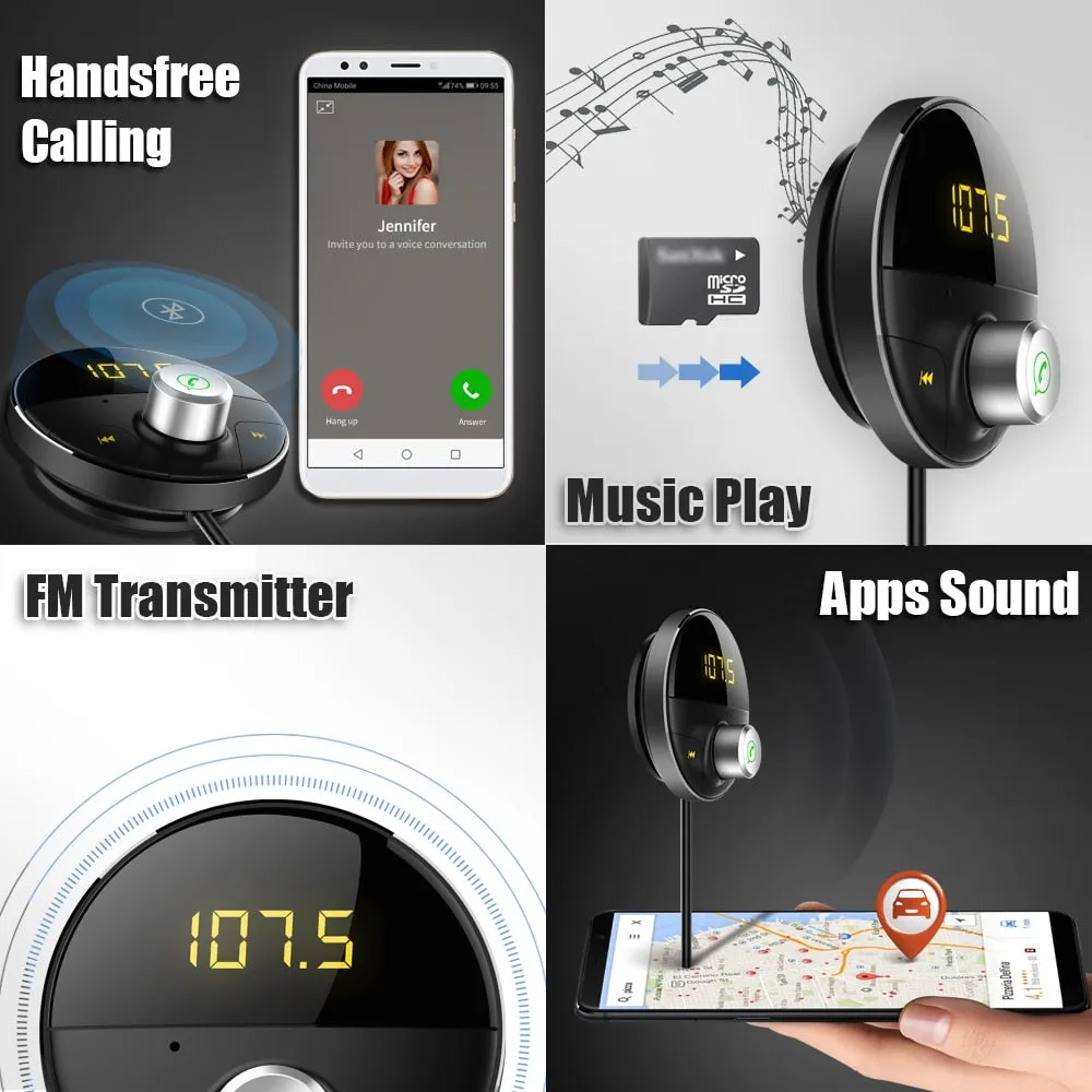 Bluetooth AUX Handsfree Car Kit Receiver Wireless Hands Free Carkit Adapter For Auto SpeakerPhone 3.5mm Jack FM Transmitter