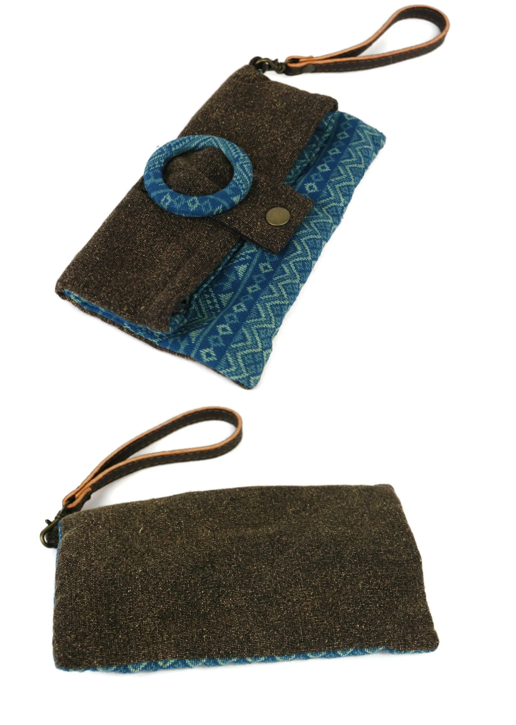 Boho Wristlet Wallet, Bohemian, Women Wallet, Hippie, Ethnic Wallet, Makeup bag, Hmong Purse, Ethnic Purse,Zipper Wallet, boho gift her