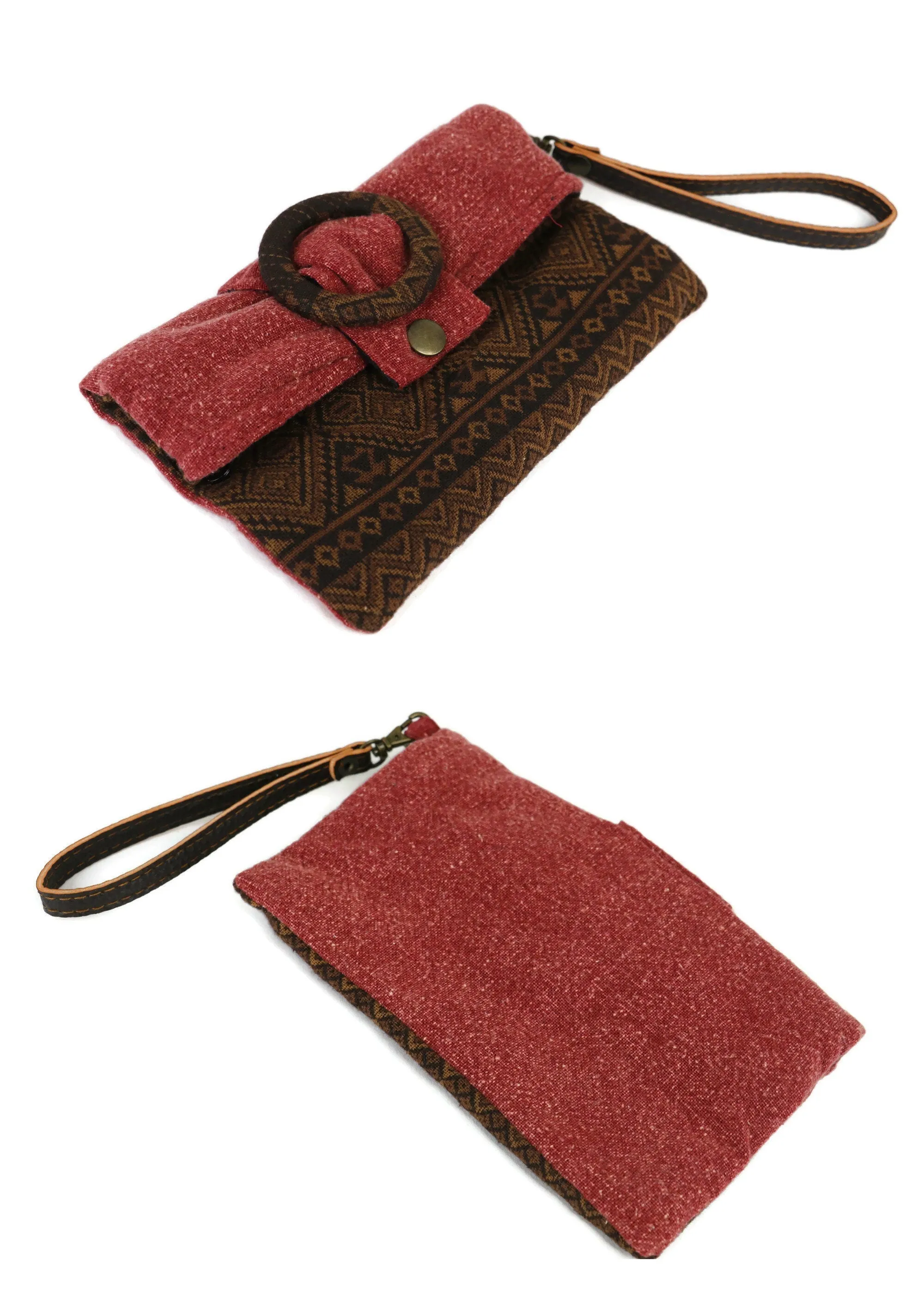 Boho Wristlet Wallet, Bohemian, Women Wallet, Hippie, Ethnic Wallet, Makeup bag, Hmong Purse, Ethnic Purse,Zipper Wallet, boho gift her