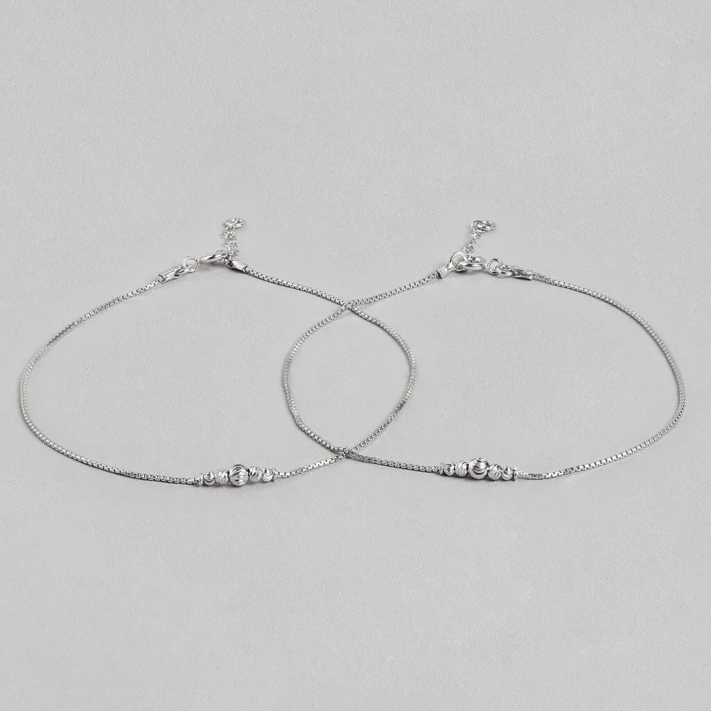 Bold Bead 925 Silver Anklet