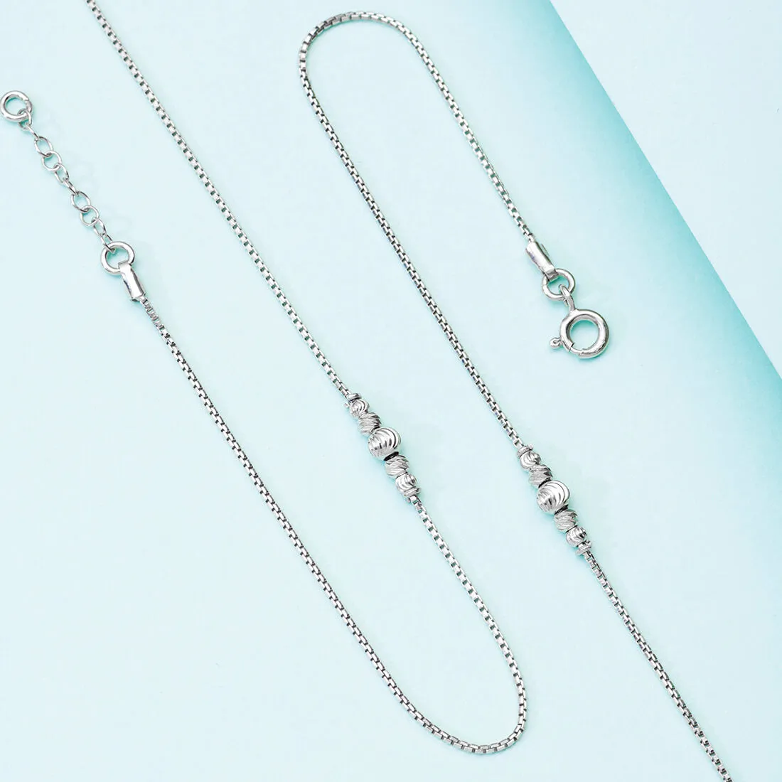 Bold Bead 925 Silver Anklet
