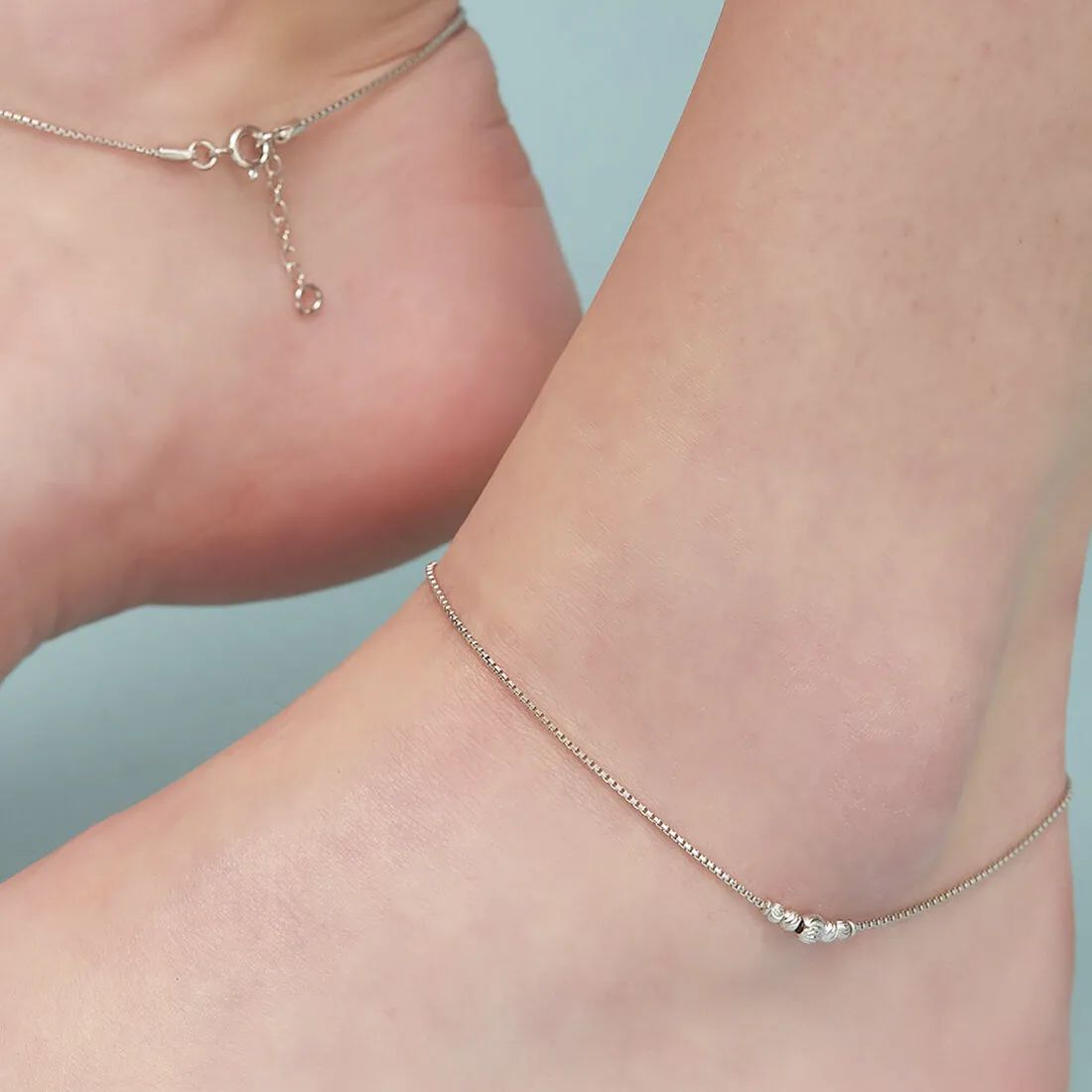 Bold Bead 925 Silver Anklet