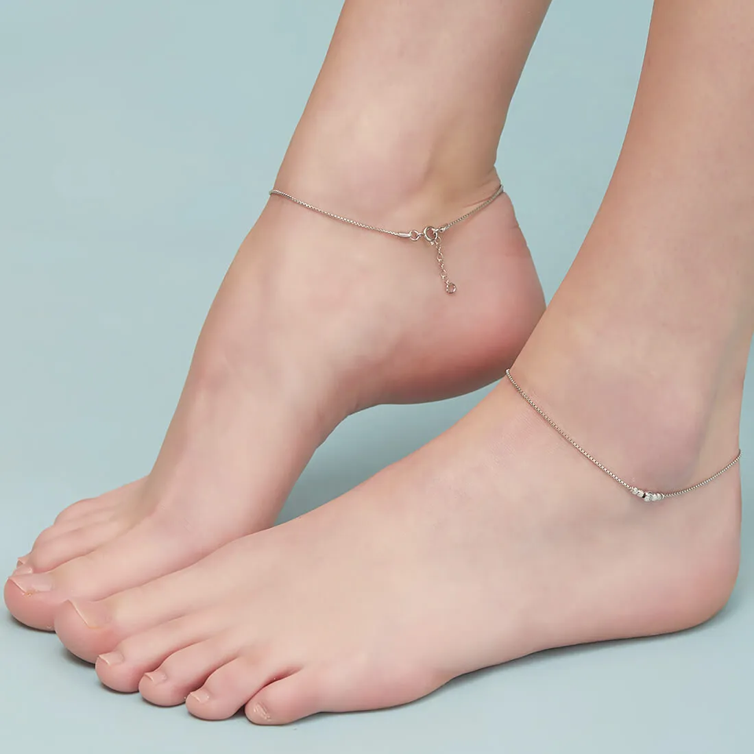 Bold Bead 925 Silver Anklet