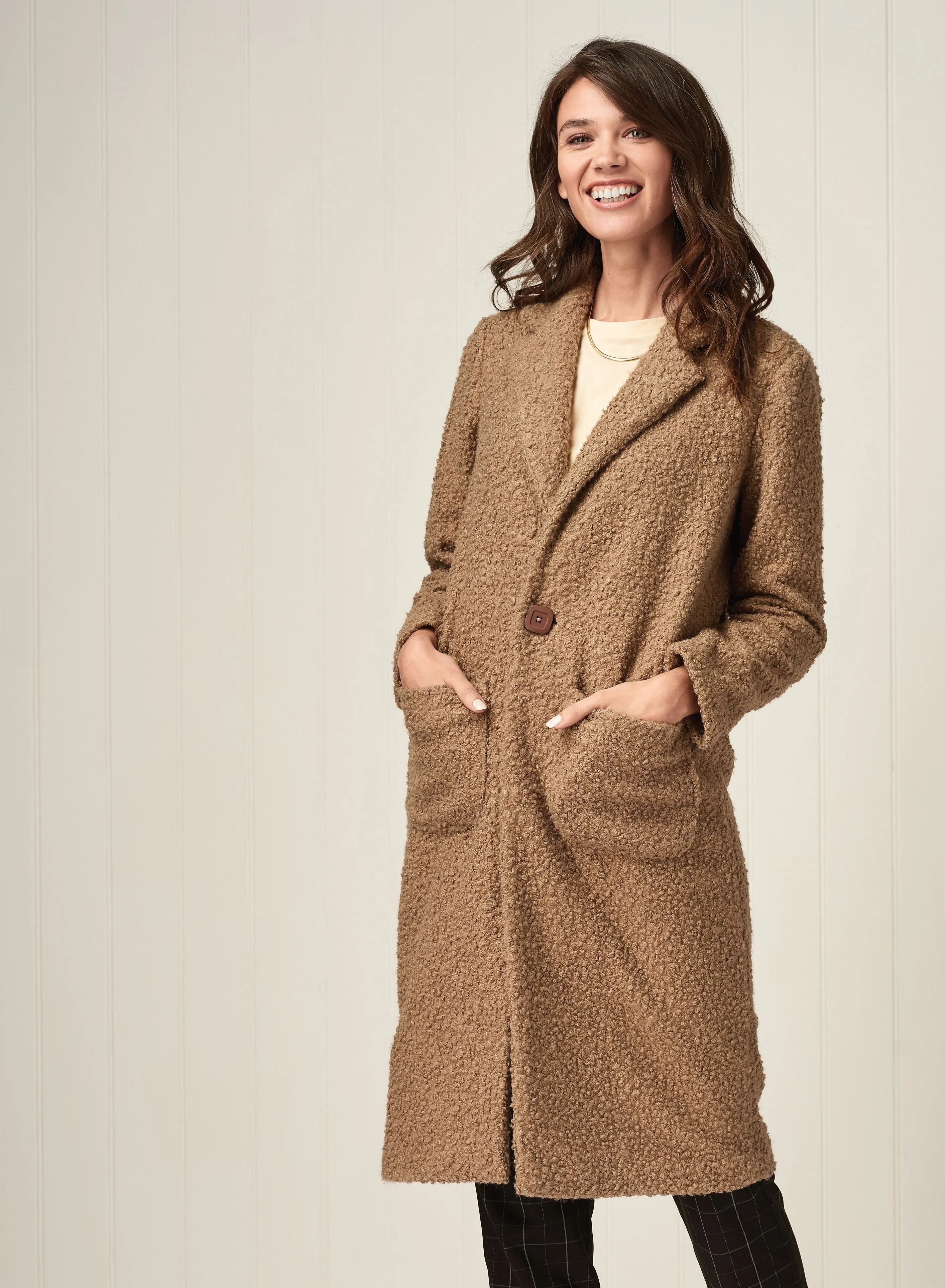 Boucle Women’s Coat With Pockets Sewing Pattern