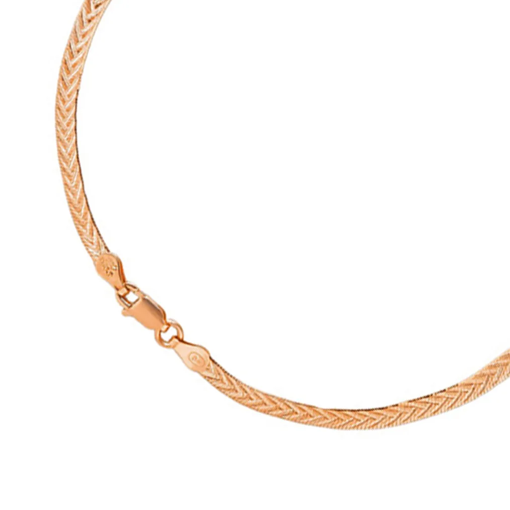 Braided 925 Silver Anklet in Rose Gold