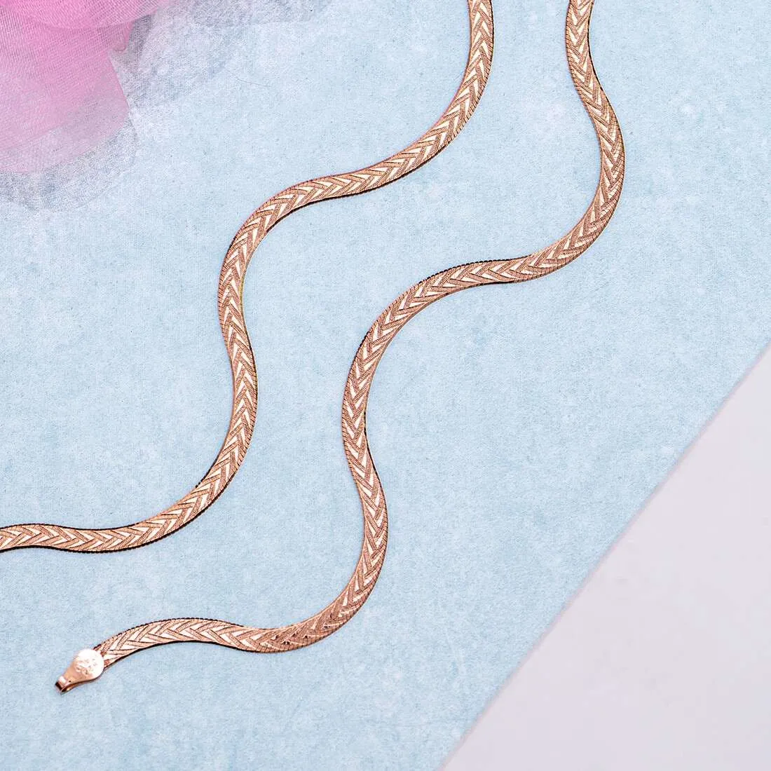 Braided 925 Silver Anklet in Rose Gold