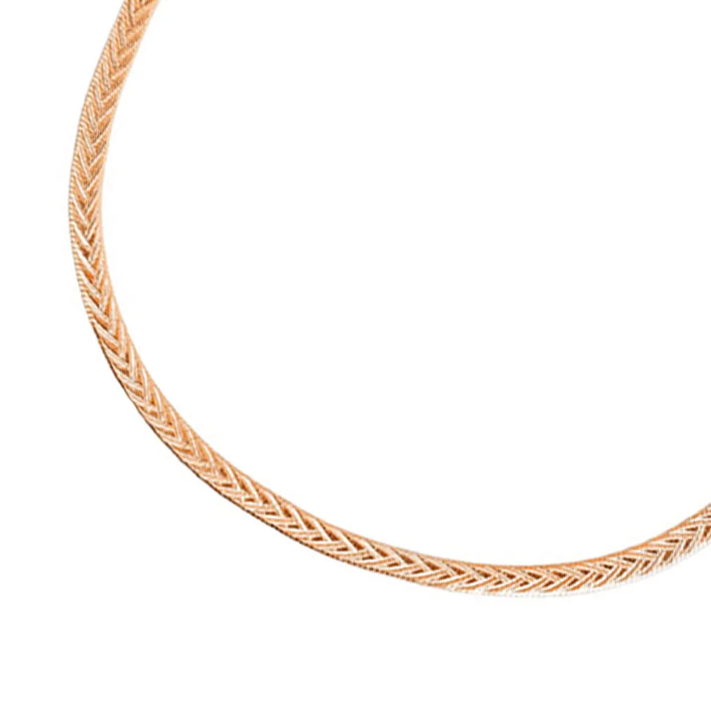Braided 925 Silver Anklet in Rose Gold