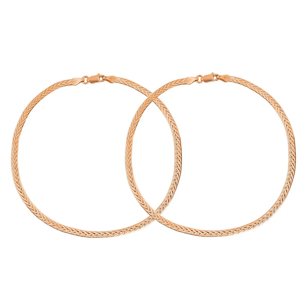 Braided 925 Silver Anklet in Rose Gold