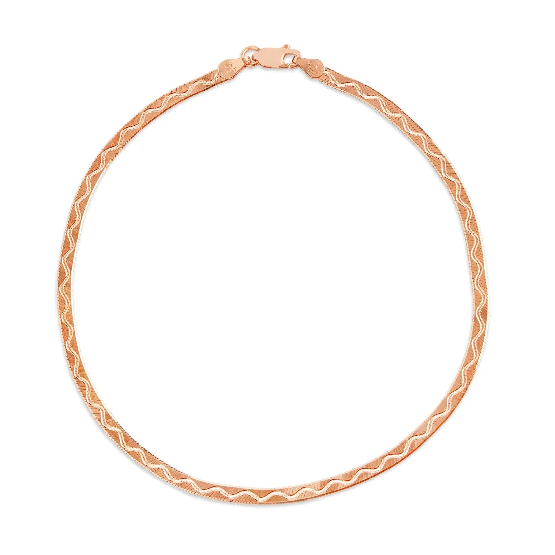 Braided 925 Silver Anklet in Rose Gold