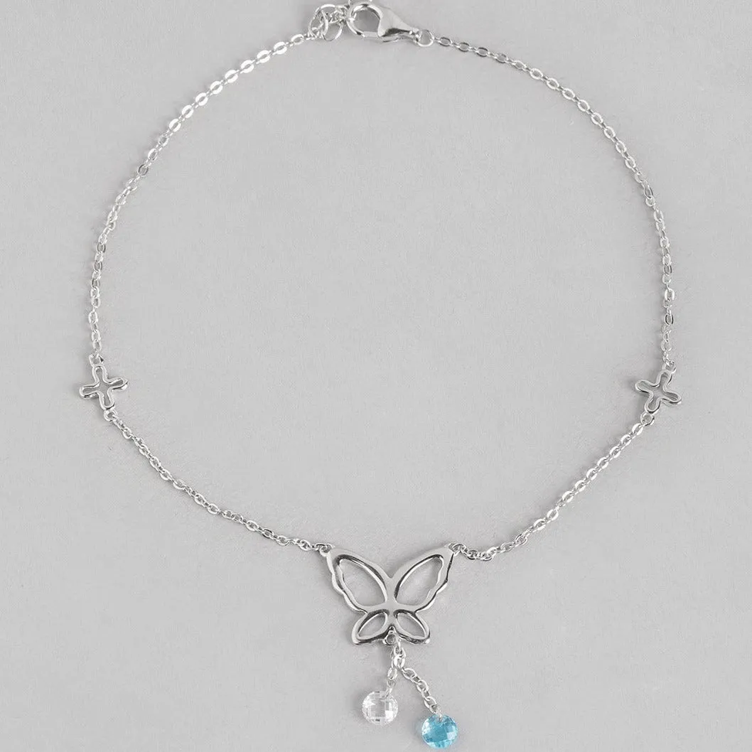 Butterfly 925 Sterling Silver Charm Anklet