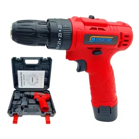Cheston 12V Cordless Impact Drill Machine Screwdriver | 10mm Keyless Chuck | 1500 MAH Battery Torque (18 1) 1500 RPM | Reversible Variable Speed for Walls Woods Metal | Carrying tool kit case