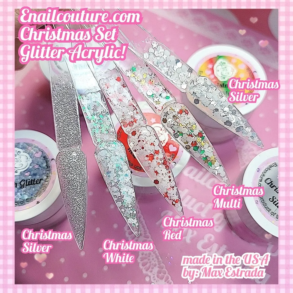 Christmas Set Glitter Acrylic ! (Nail Acrylic Powder Set Colors Glitter Acrylic Nail Powder Bling Series Professional Polymer Colorful Set for Nail Extension No Need Nail Lamp)