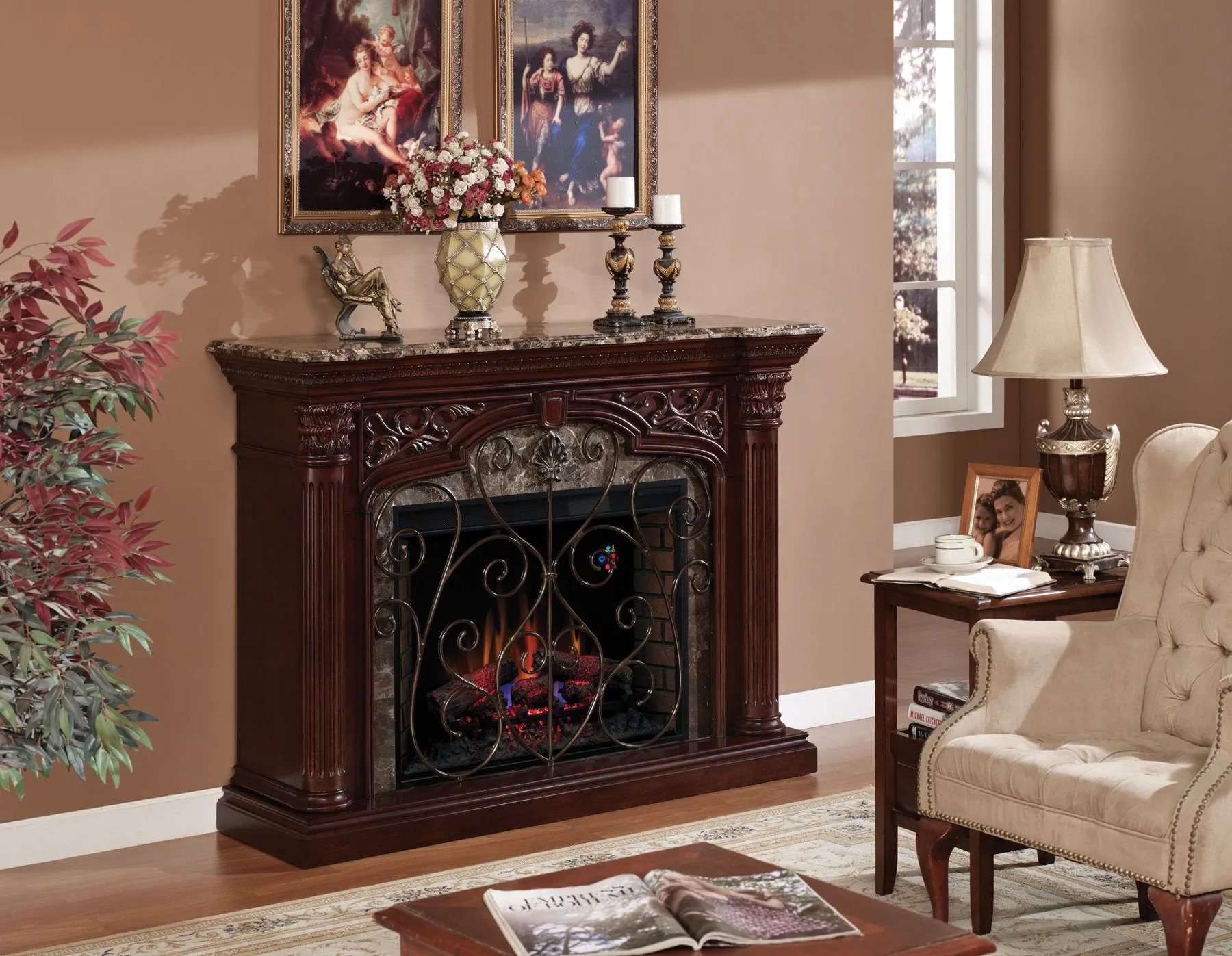 Classic Flame Astoria Infrared Electric Fireplace Mantel Package